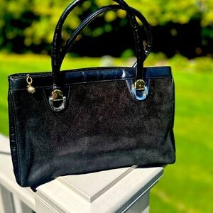 Vintage Brooks Brothers Black Suede Handbag